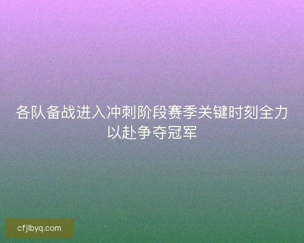 各队备战进入冲刺阶段赛季关键时刻全力以赴争夺冠军