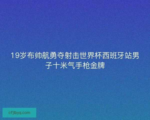 19岁布帅航勇夺射击世界杯西班牙站男子十米气手枪金牌