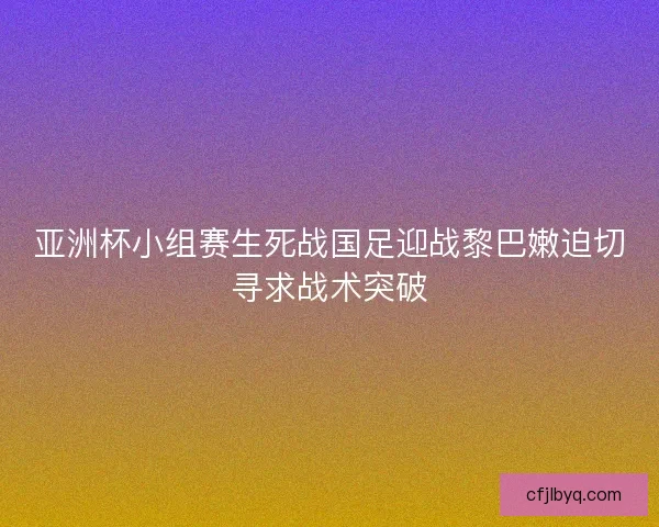 亚洲杯小组赛生死战国足迎战黎巴嫩迫切寻求战术突破