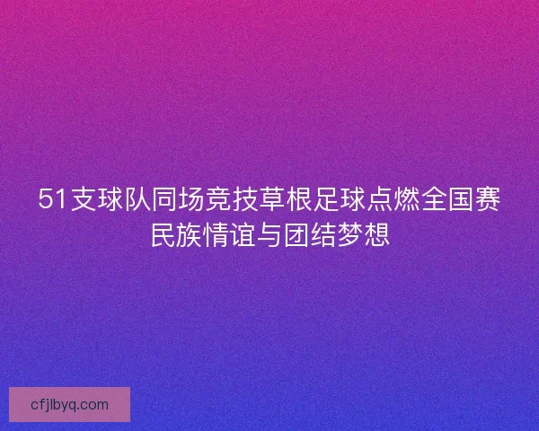 51支球队同场竞技草根足球点燃全国赛民族情谊与团结梦想 51支球队同场竞技草根足球点燃全国赛民族情谊与团结梦想